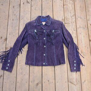 Vintage Scully Suede Leather Fringe Beaded Jacket Size Medium